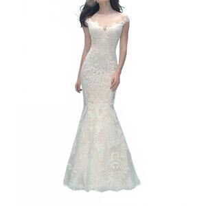 NEW ALLURE BRIDALS mermaid wedding dress in antique ivory